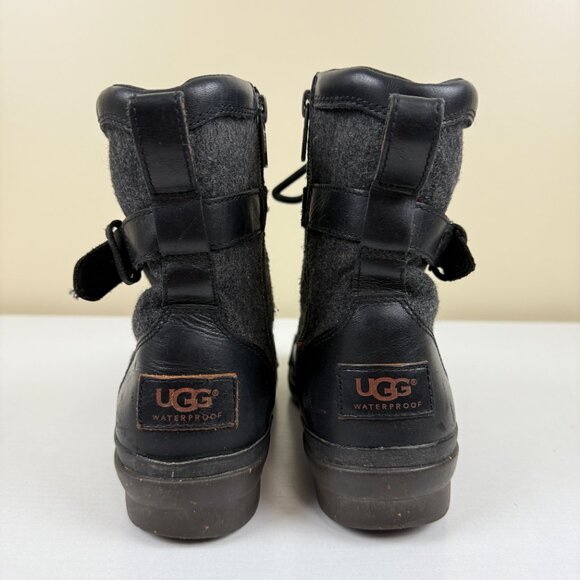 UGG Kesey Leather Sheepskin Waterproof Gray Black Boots S/N 1005264 - Picture 6 of 13